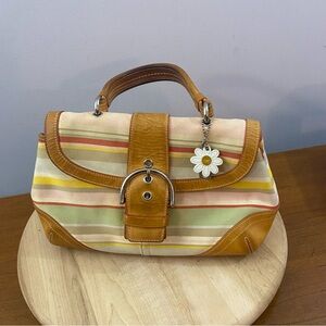 Coach Soho Hampton Daisy Stripes Canvas Leather Satchel Bag 4438 Y2K 2000s